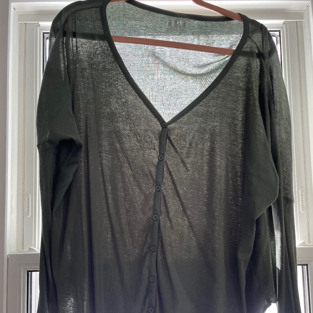 Able ribbed button-up long-sleeve shirt